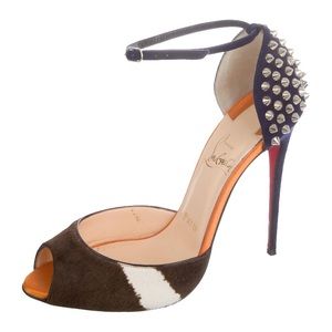 Christian Louboutin 37 Pina Pony Hair Spiked Heels